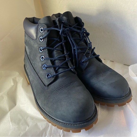 Timberland Premium Combat Boots DARK GRAY Nubuck Ankle Lace Up Boys 5 - Picture 1 of 7